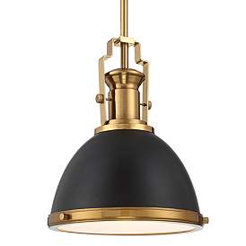 Image3 of Possini Euro Posey 9 3/4" Wide Black and Brass Dome Mini Pendant more views