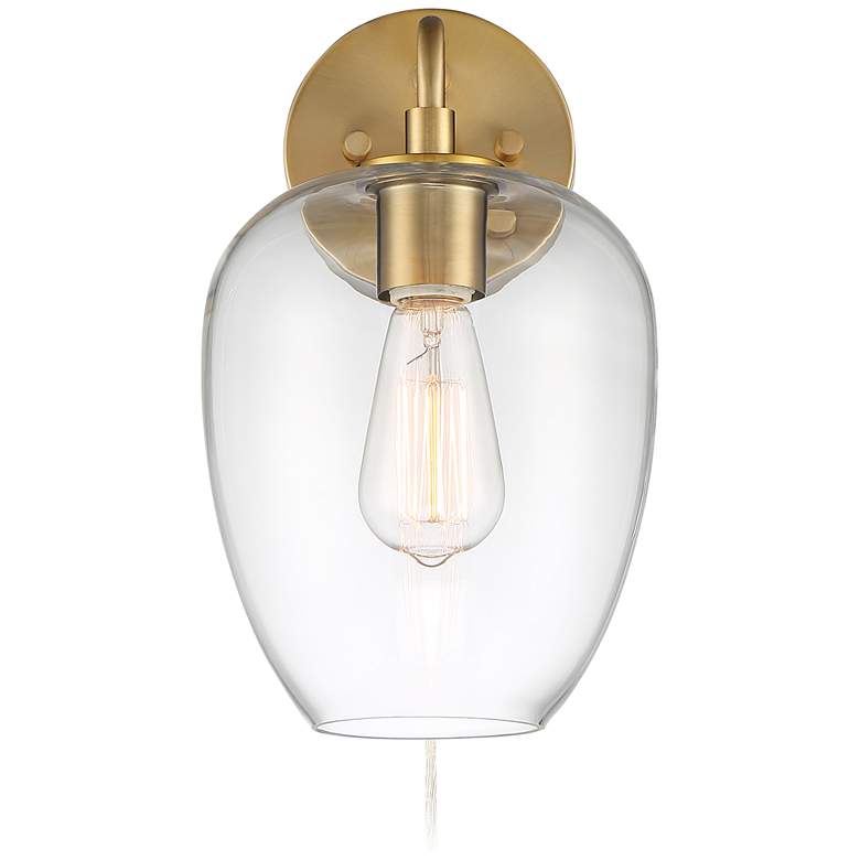 Image 5 Possini Euro Posey Gold and Glass Plug-In Wall Light more views