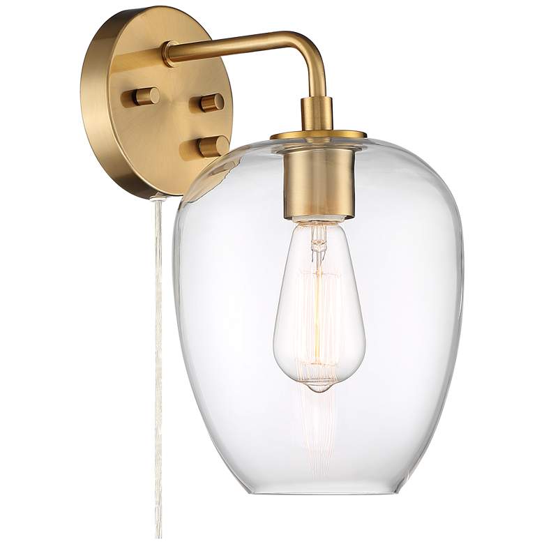 Image 6 Possini Euro Posey Gold and Glass Plug-In Wall Light more views