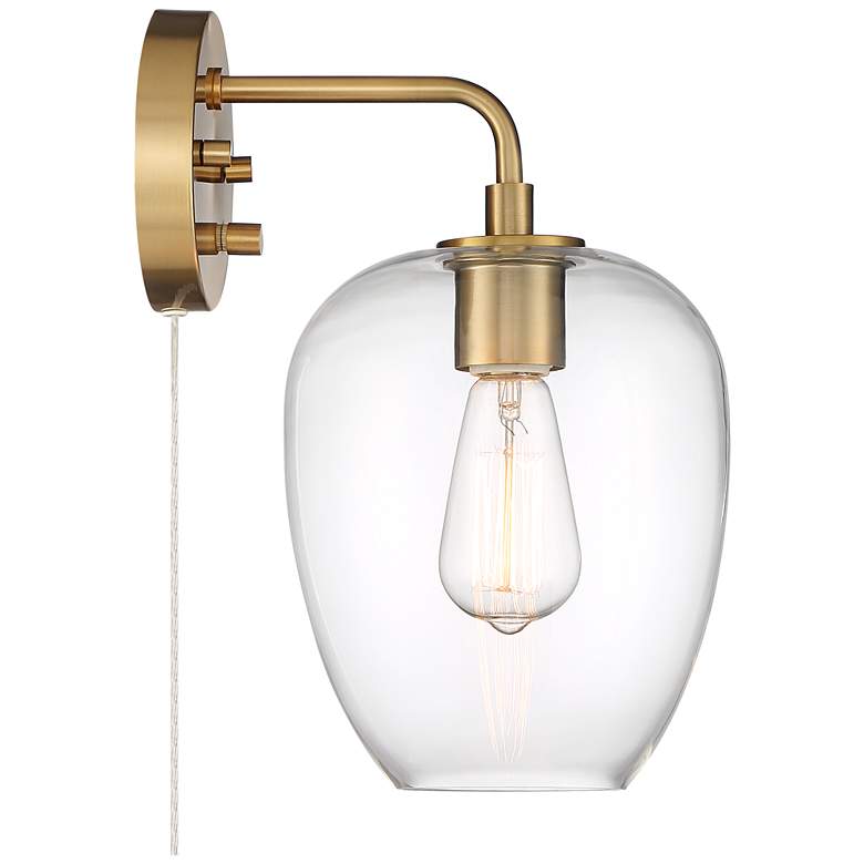 Image 7 Possini Euro Posey Gold and Glass Plug-In Wall Light more views