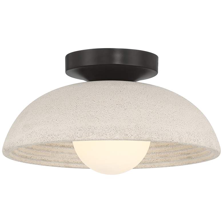Image 7 Possini Euro Positano 14" Wide Gray Cement Ceiling Light more views