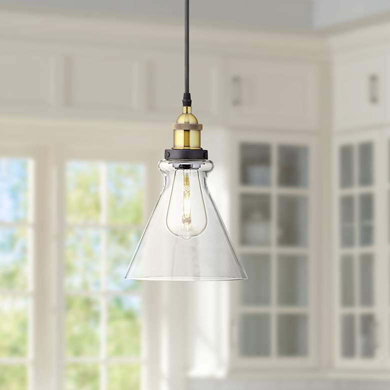 Image 1 Possini Euro Poulsbo 8" Wide Black LED Mini Pendant