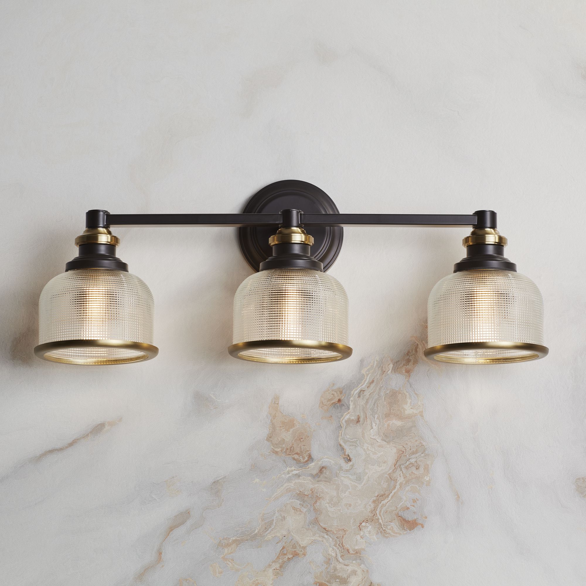 Possini Euro Poway 24" Wide Dark Bronze and Glass 3-Light Bath Light