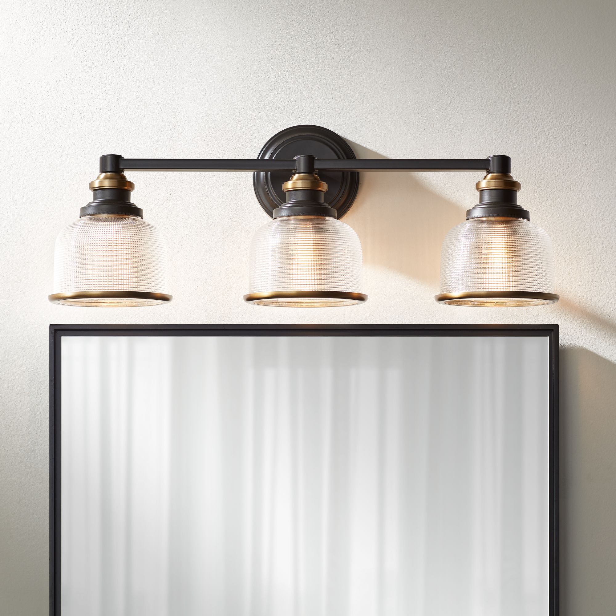 Possini Euro Poway 24" Wide Dark Bronze and Glass 3-Light Bath Light