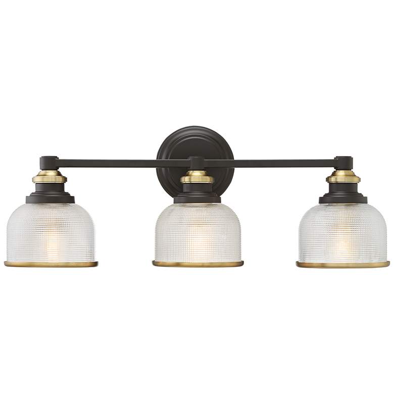 Image 2 Possini Euro Poway 24"W Bronze and Glass 3-Light Bath Light