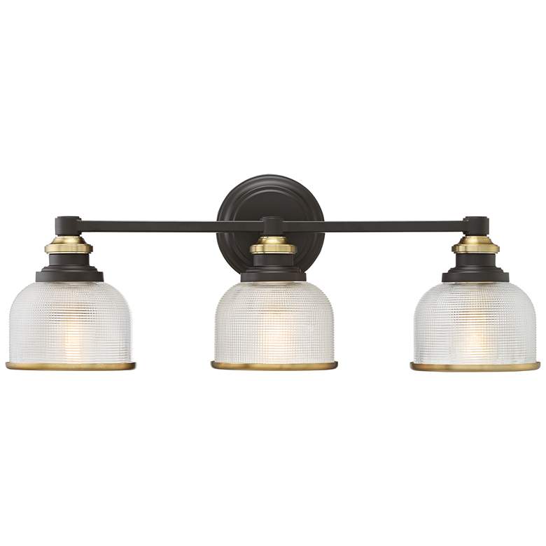 Image 2 Possini Euro Poway 24 inchW Bronze and Glass 3-Light Bath Light