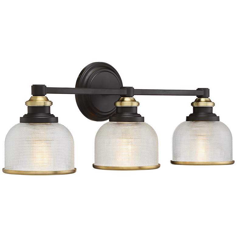 Image 4 Possini Euro Poway 24 inchW Bronze and Glass 3-Light Bath Light more views