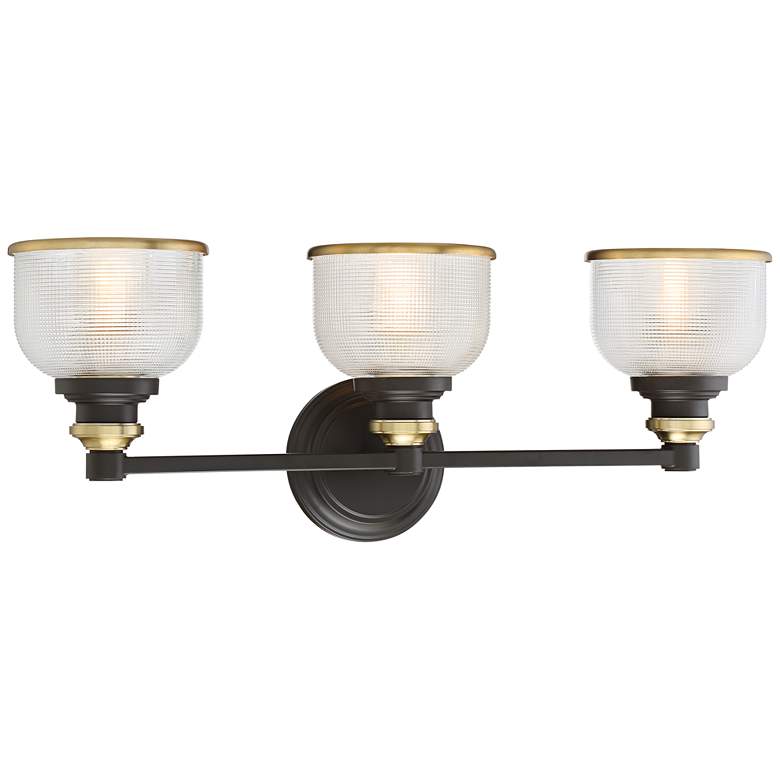 Image 6 Possini Euro Poway 24"W Bronze and Glass 3-Light Bath Light more views