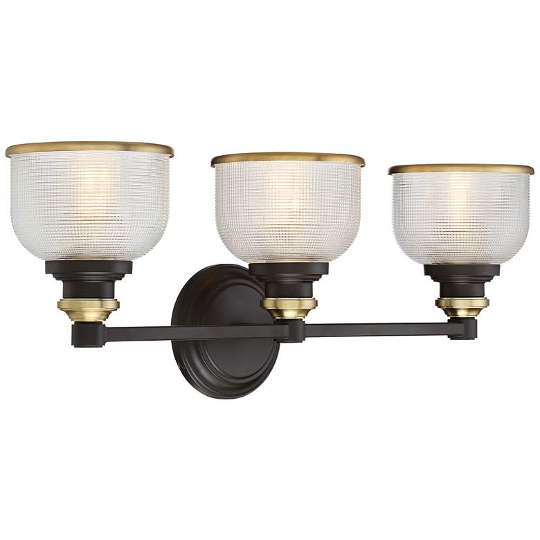 Image 7 Possini Euro Poway 24"W Bronze and Glass 3-Light Bath Light more views