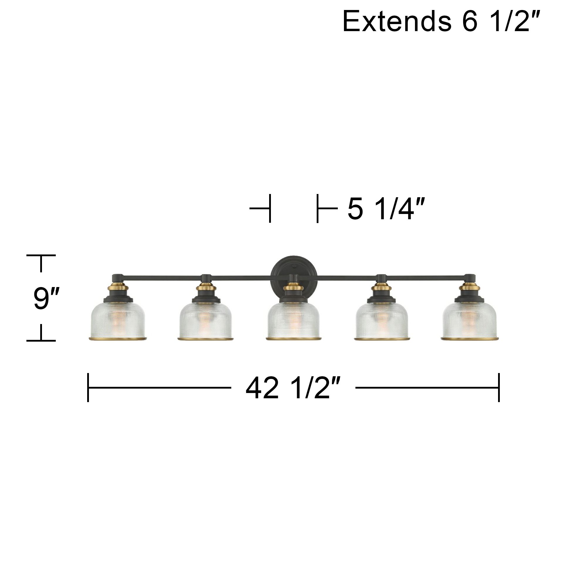 Possini Euro Poway 42 1/2"W Dark Bronze and Glass 5-Light Bath Light
