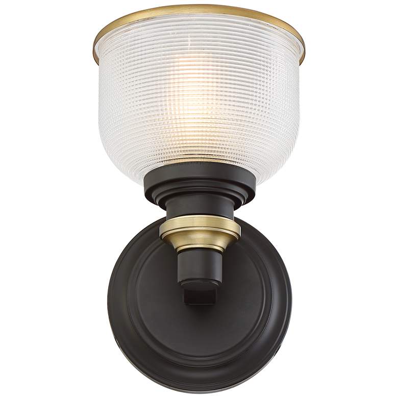 Image 4 Possini Euro Poway 9" Bronze and Textured Glass Wall Sconces Set of 2 more views
