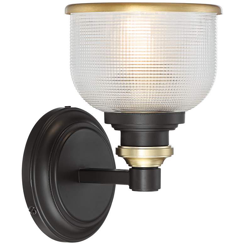 Image 5 Possini Euro Poway 9" Bronze and Textured Glass Wall Sconces Set of 2 more views