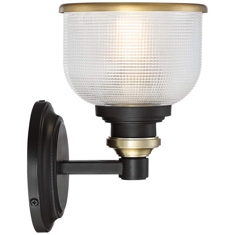 Image 6 Possini Euro Poway 9" Bronze and Textured Glass Wall Sconces Set of 2 more views
