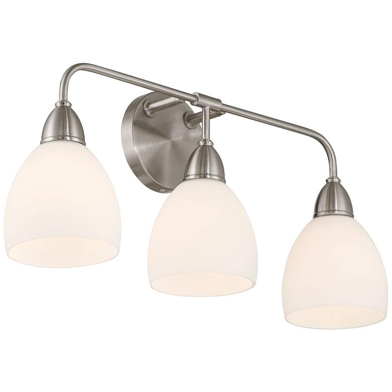 Image 7 Possini Euro Powder 22" Wide Brushed Nickel 3-Light Bath Light more views