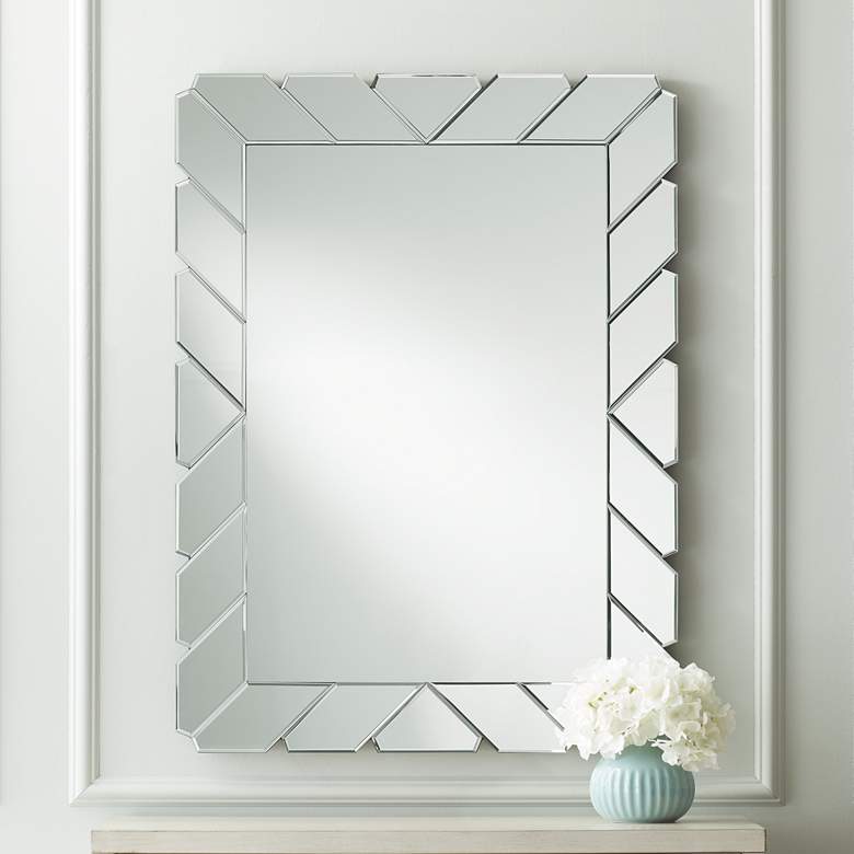 Image 1 Possini Euro Prandini 28 inch x 38 inch Rectangular Edge Wall Mirror