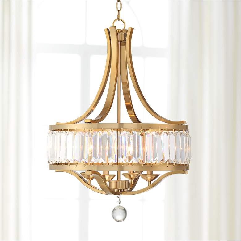 Image 1 Possini Euro Prava 21 1/2" Classic Brass 4-Light Crystal Chandelier
