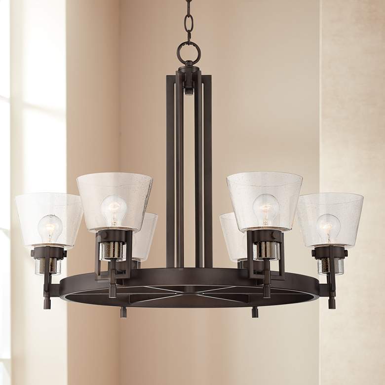 Image 1 Possini Euro Prester 32" Wide Oil-Rubbed Bronze 6-Light Chandelier