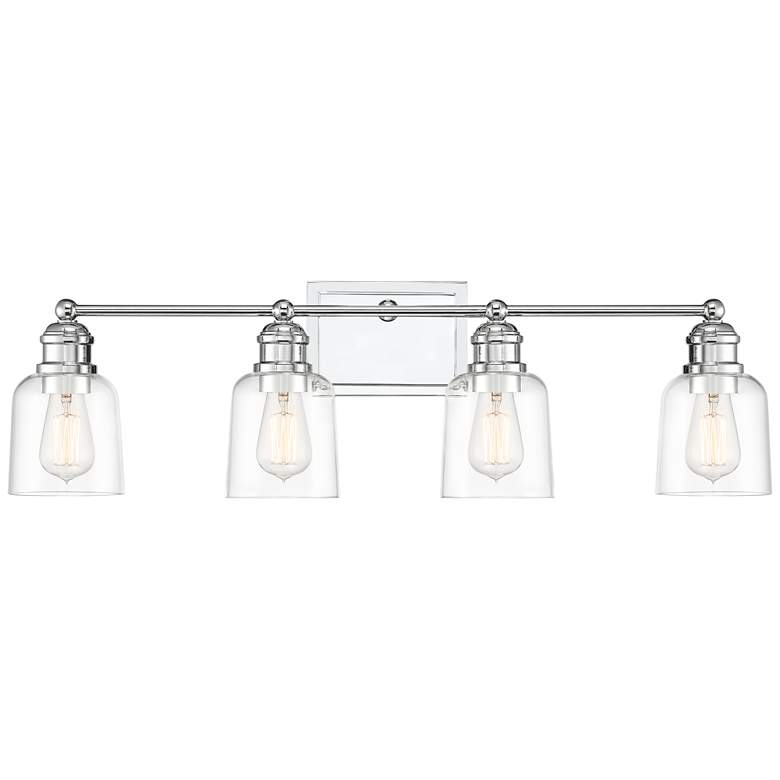 Image 3 Possini Euro Preston 32" Wide Polished Nickel 4-Light Bath Light