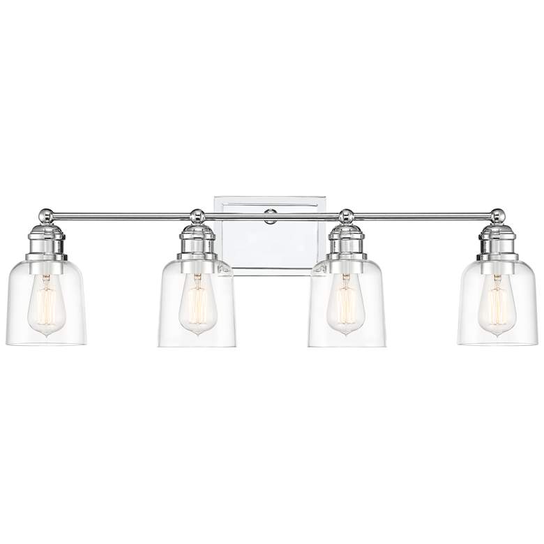 Image 2 Possini Euro Preston 32 inch Wide Polished Nickel 4-Light Bath Light