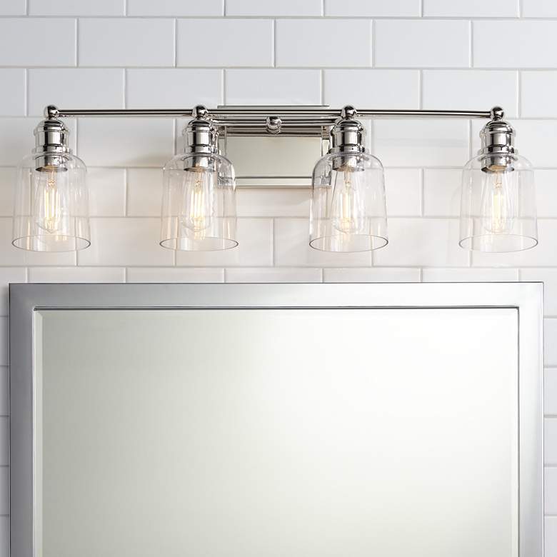 Image 2 Possini Euro Preston 32" Wide Polished Nickel 4-Light Bath Light