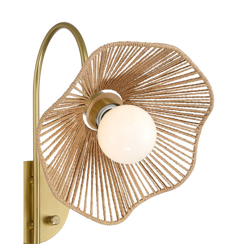 Image 5 Possini Euro Primrose 17 1/4" H Brass and Sea Grass Plug-In Wall Lamp more views