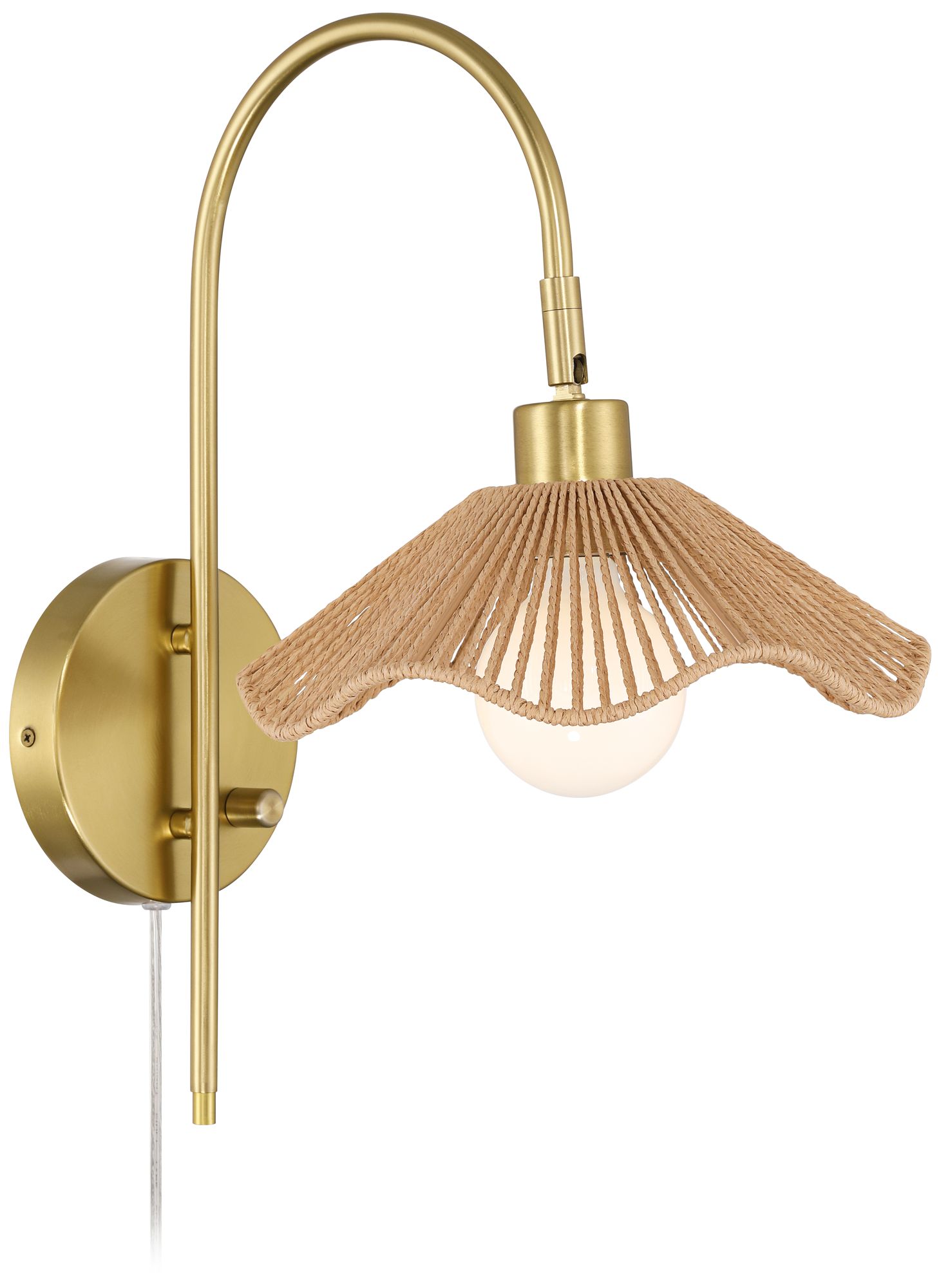 Watch A Video About the Possini Euro Primrose Brass and Sea Grass Plug-In Wall Lamp