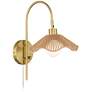 Watch A Video About the Possini Euro Primrose Brass and Sea Grass Plug-In Wall Lamp