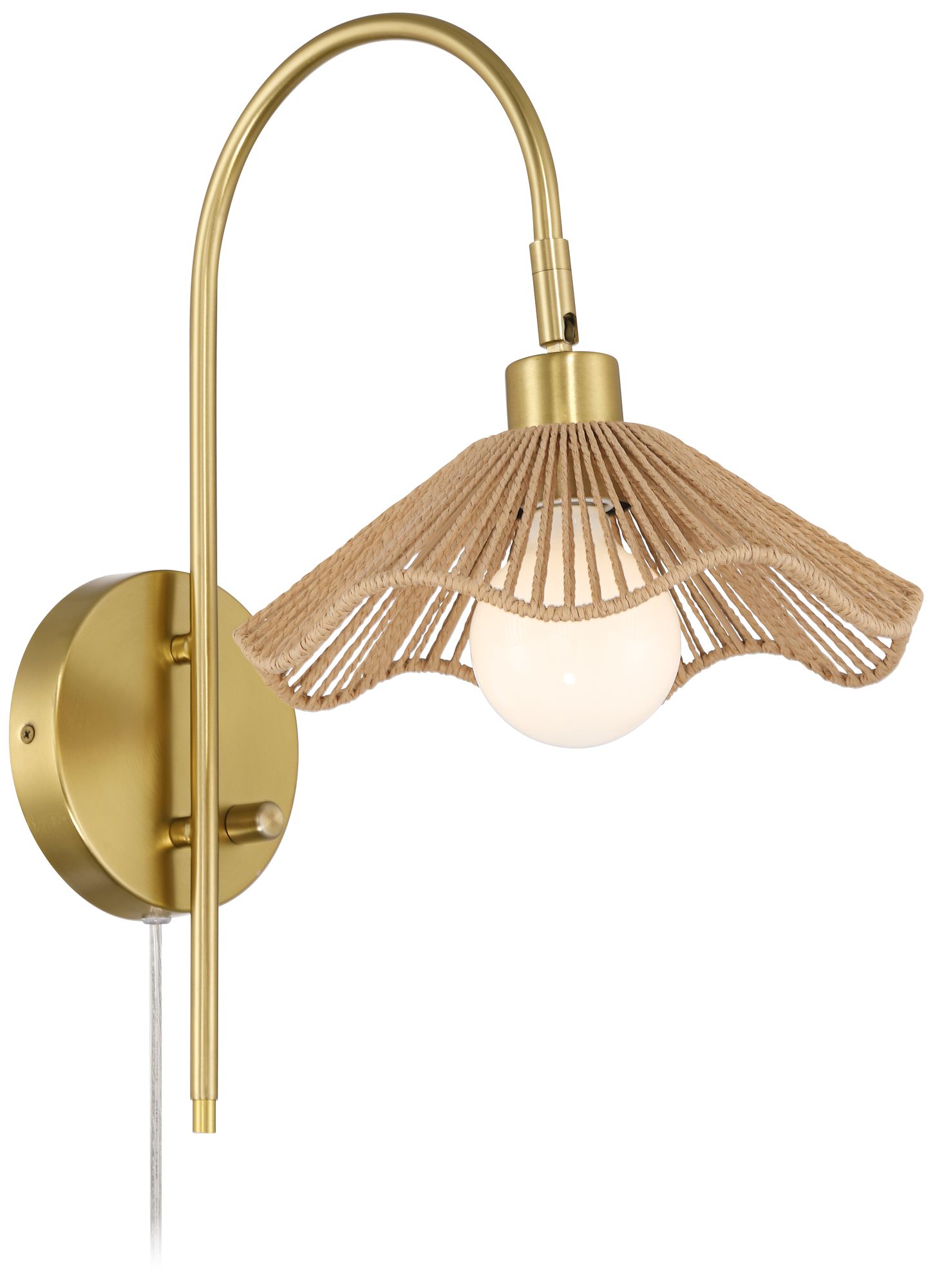 Watch A Video About the Possini Euro Primrose Brass and Sea Grass Plug-In Wall Lamp
