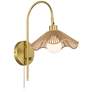 Watch A Video About the Possini Euro Primrose Brass and Sea Grass Plug-In Wall Lamp