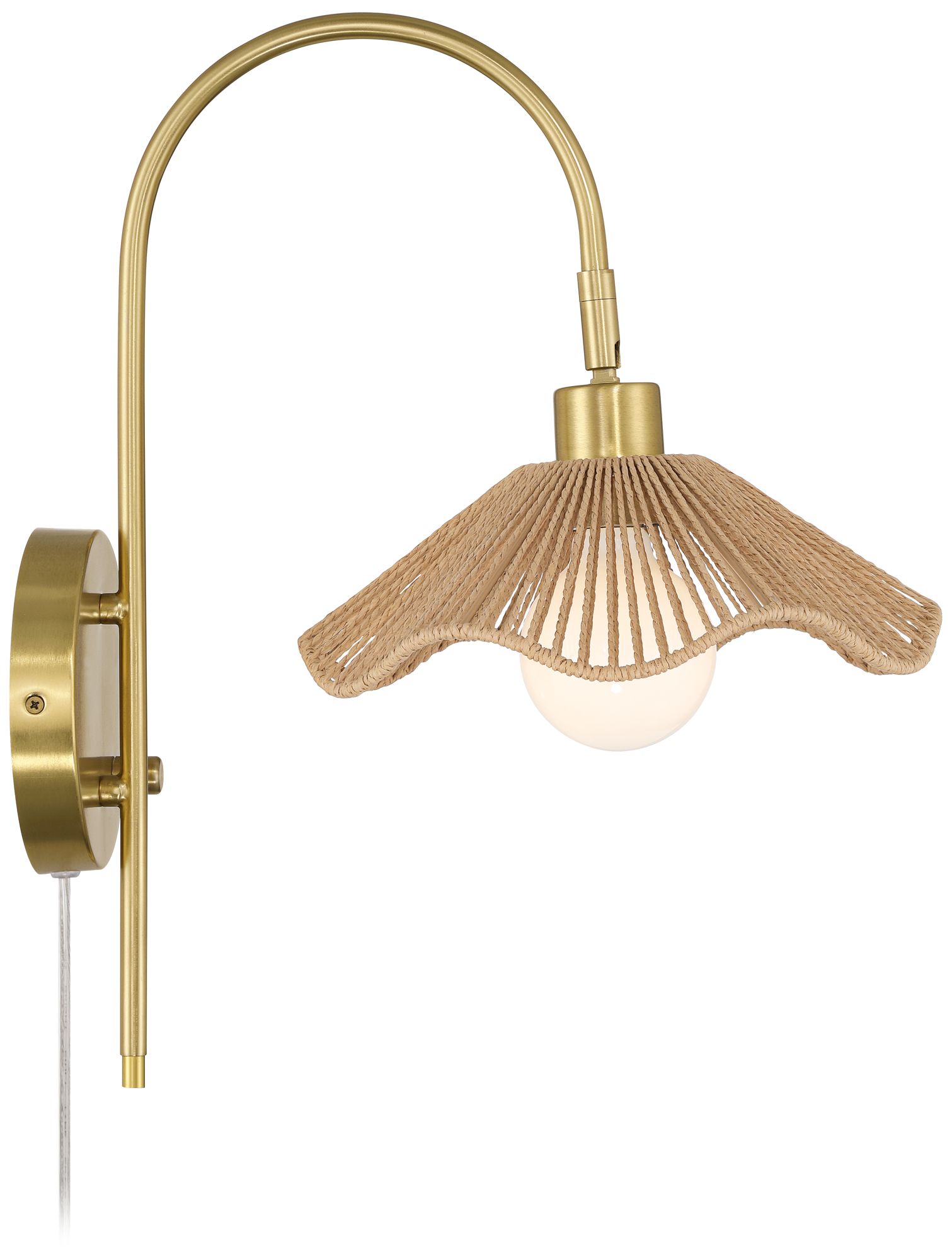 Watch A Video About the Possini Euro Primrose Brass and Sea Grass Plug-In Wall Lamp