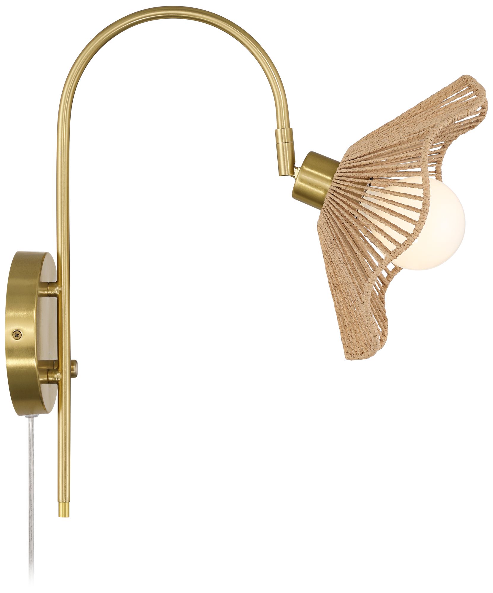 Watch A Video About the Possini Euro Primrose Brass and Sea Grass Plug-In Wall Lamp