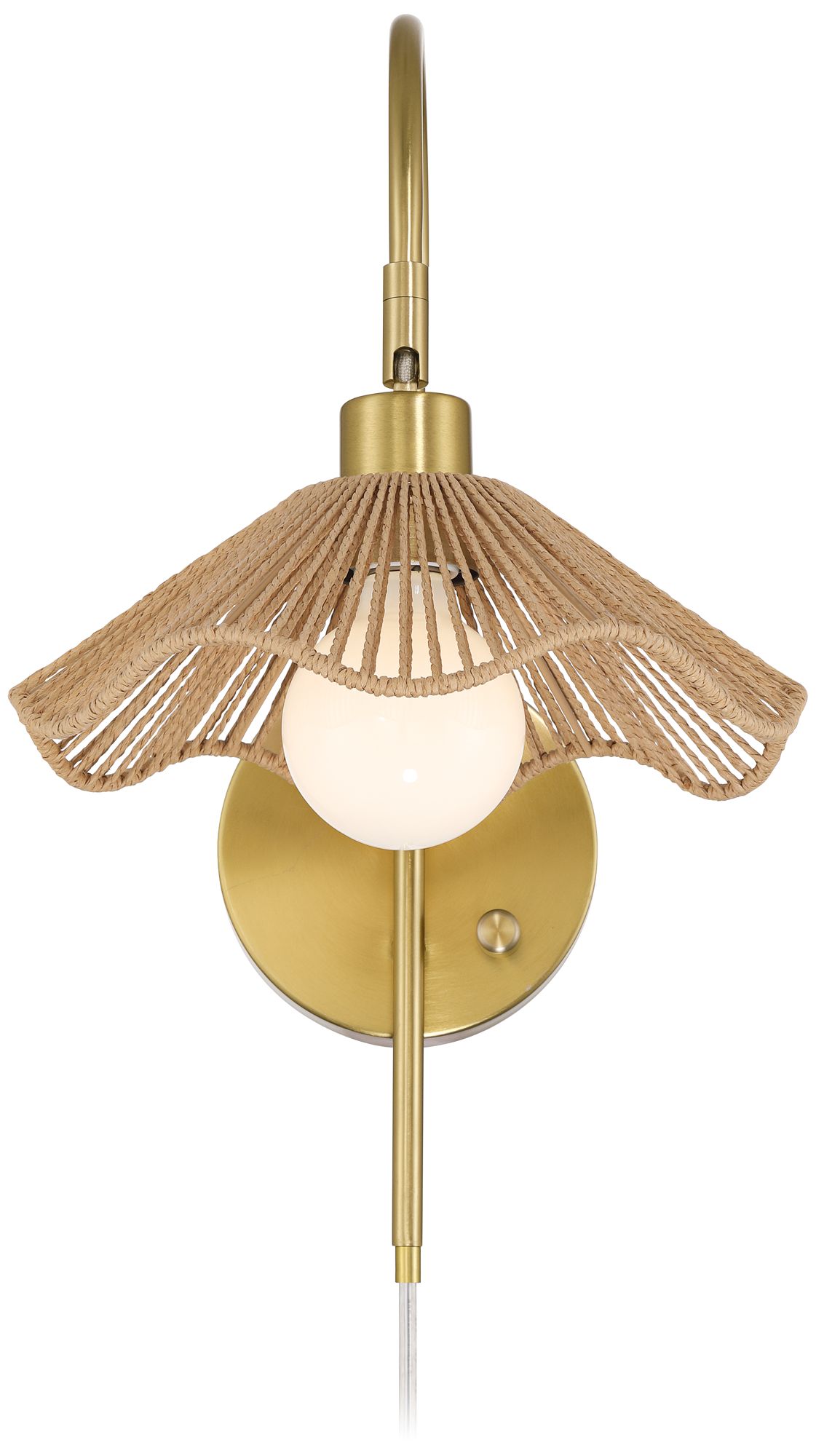 Watch A Video About the Possini Euro Primrose Brass and Sea Grass Plug-In Wall Lamp