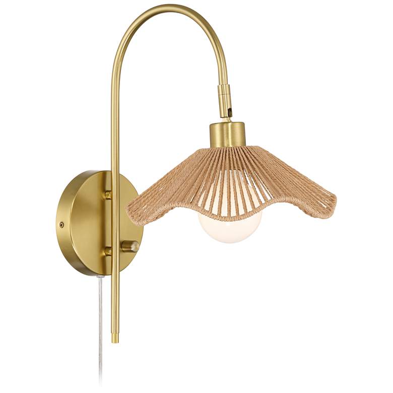 Image 6 Possini Euro Primrose 17 1/4" H Brass Plug-In Wall Lamp Set of 2 more views