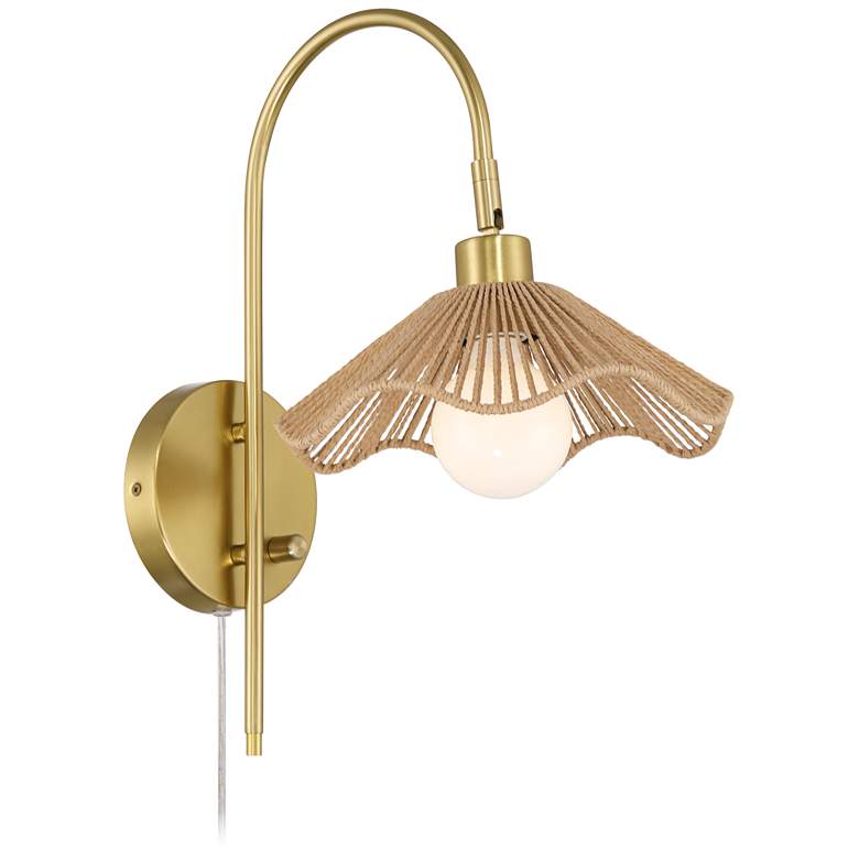 Image 7 Possini Euro Primrose 17 1/4" H Brass Plug-In Wall Lamp Set of 2 more views