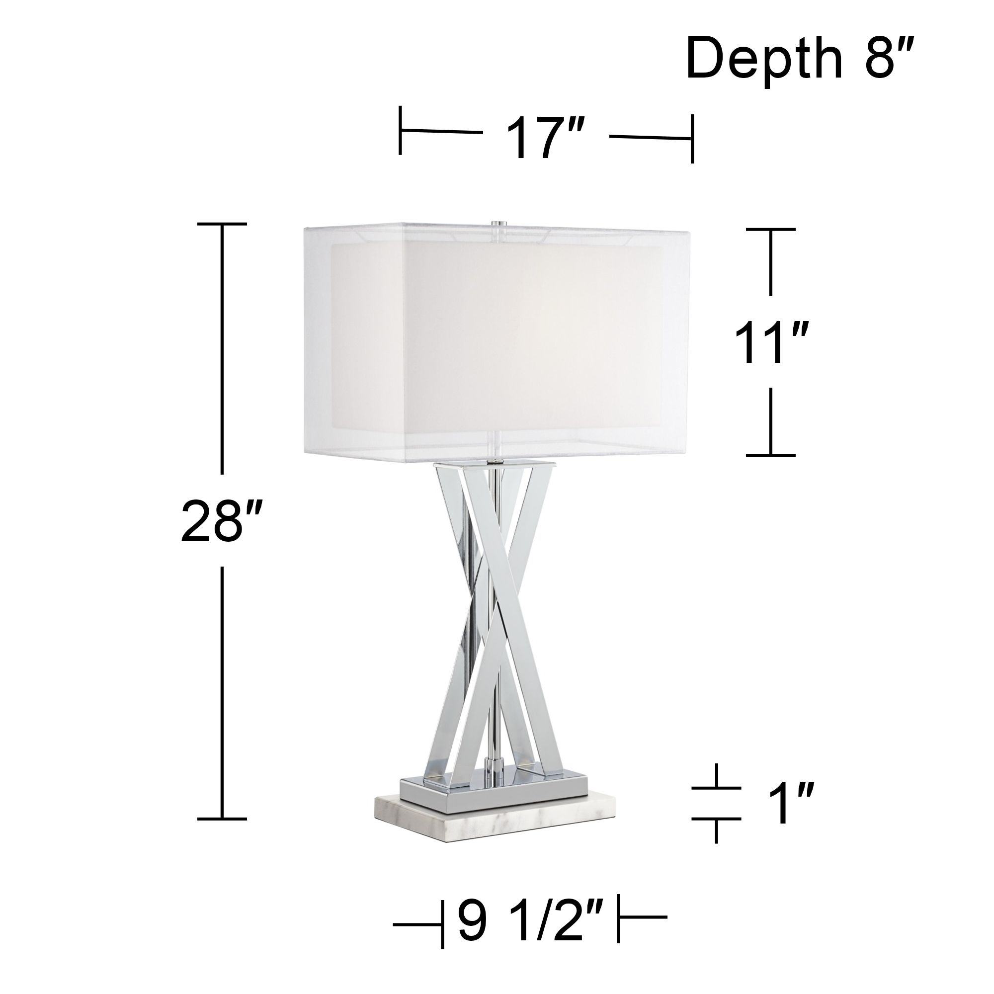 Image 7 Possini Euro Proxima 28" Chrome Table Lamp with White Marble Riser more views