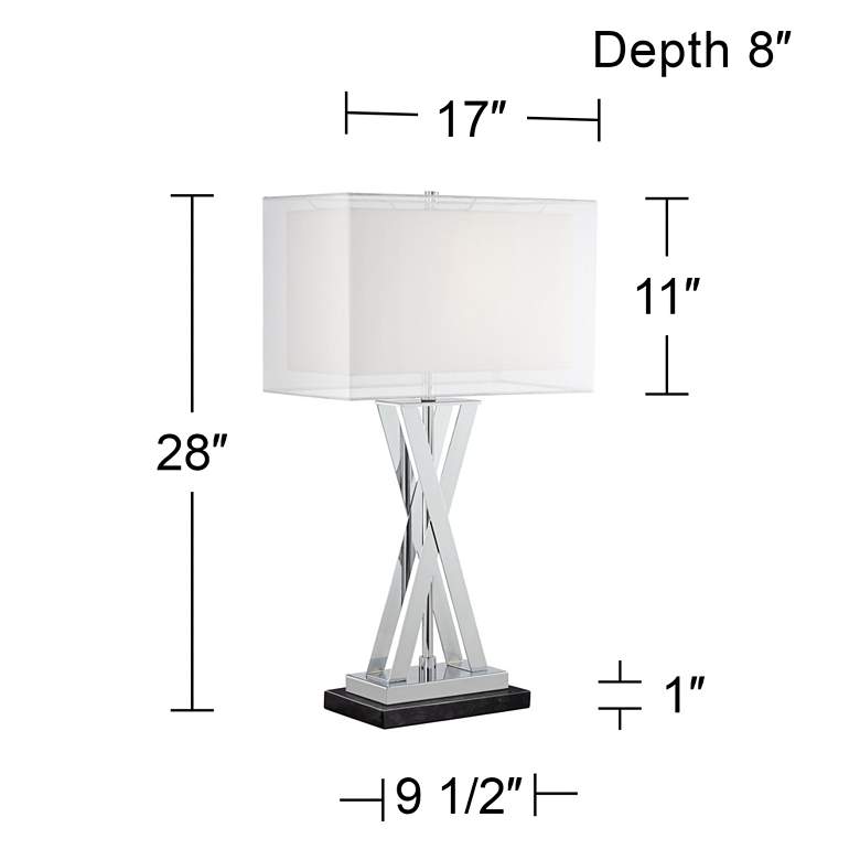 Image 7 Possini Euro Proxima 28" Chrome Table Lamp with Black Marble Riser more views