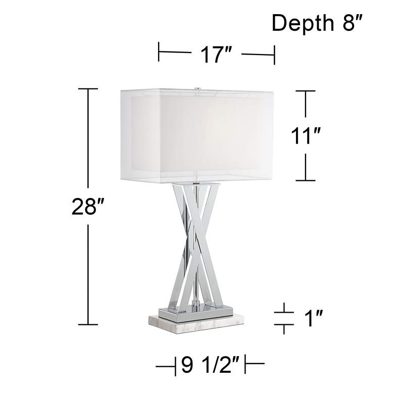 Image 7 Possini Euro Proxima 28" Chrome Table Lamp with White Marble Riser more views