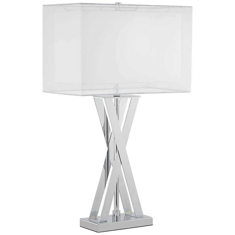 Image 3 Possini Euro Proxima 28 inch Double Shade Modern Chrome Table Lamp