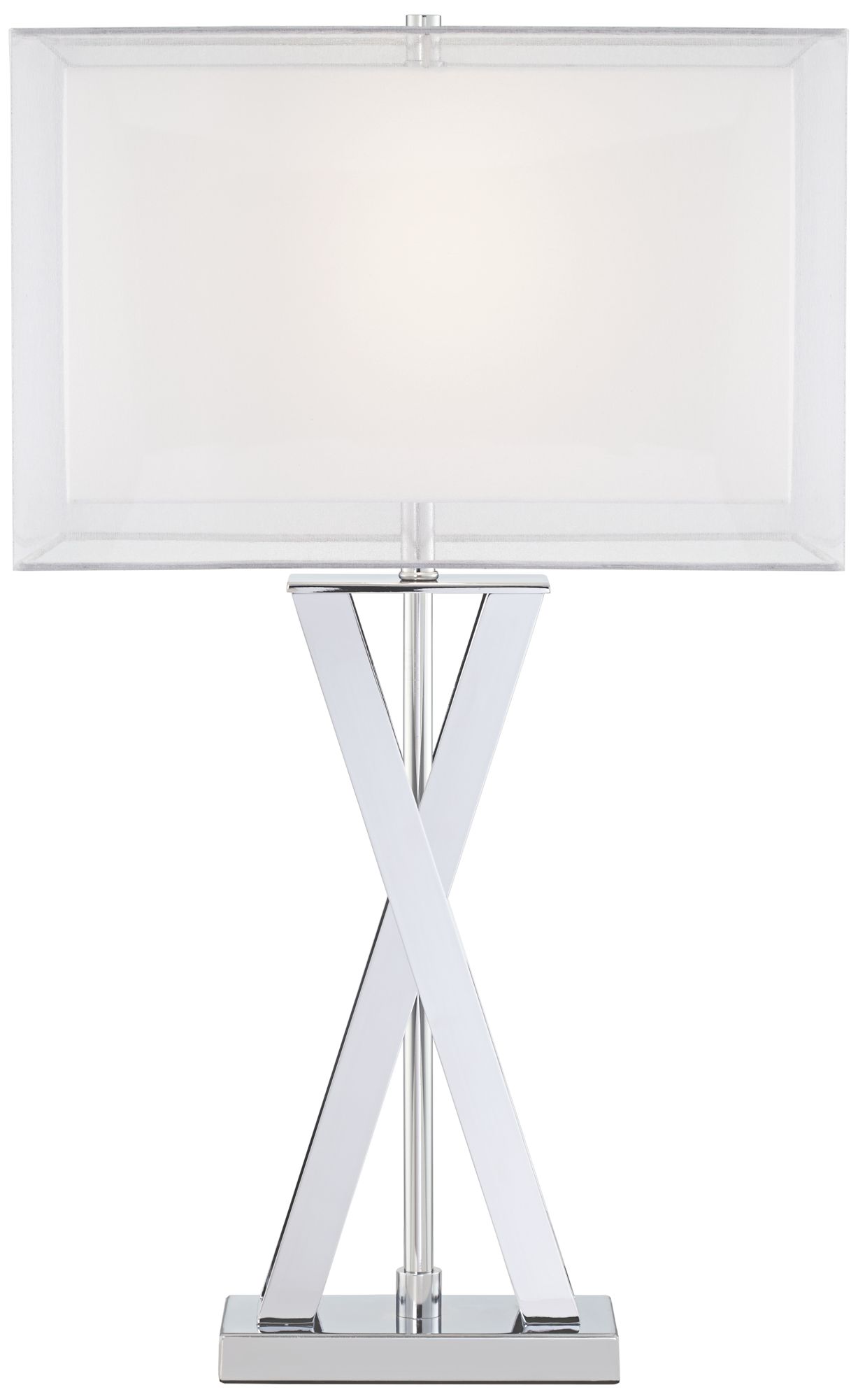 Possini Euro Proxima 28" Double Shade Modern Chrome Table Lamp in scene