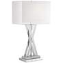 Possini Euro Proxima Double Shade Chrome Table Lamp with White Marble Riser