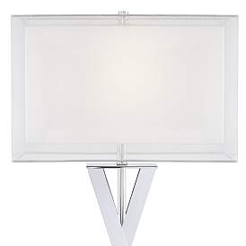 Image3 of Possini Euro Proxima Double Shade Chrome Table Lamp with White Marble Riser more views