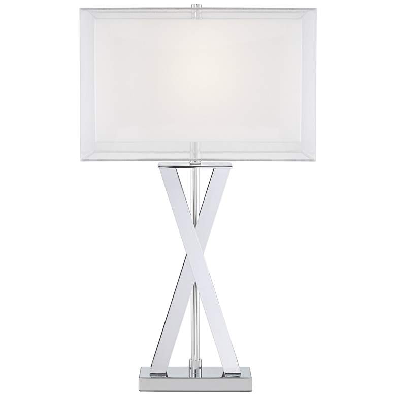 Image 6 Possini Euro Proxima Double Shade Chrome Table Lamp with White Marble Riser more views