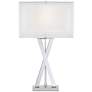 Possini Euro Proxima Double Shade Chrome Table Lamp with White Marble Riser