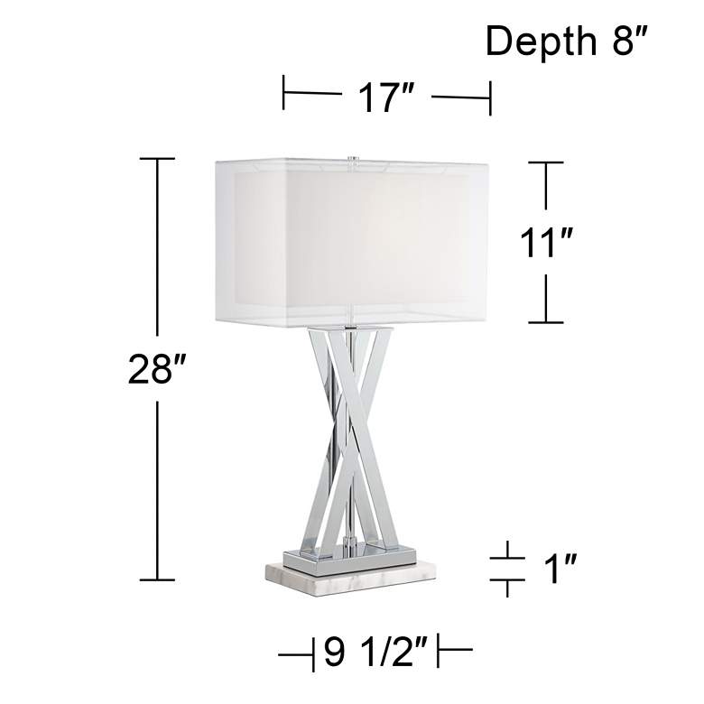 Image 7 Possini Euro Proxima Double Shade Chrome Table Lamp with White Marble Riser more views