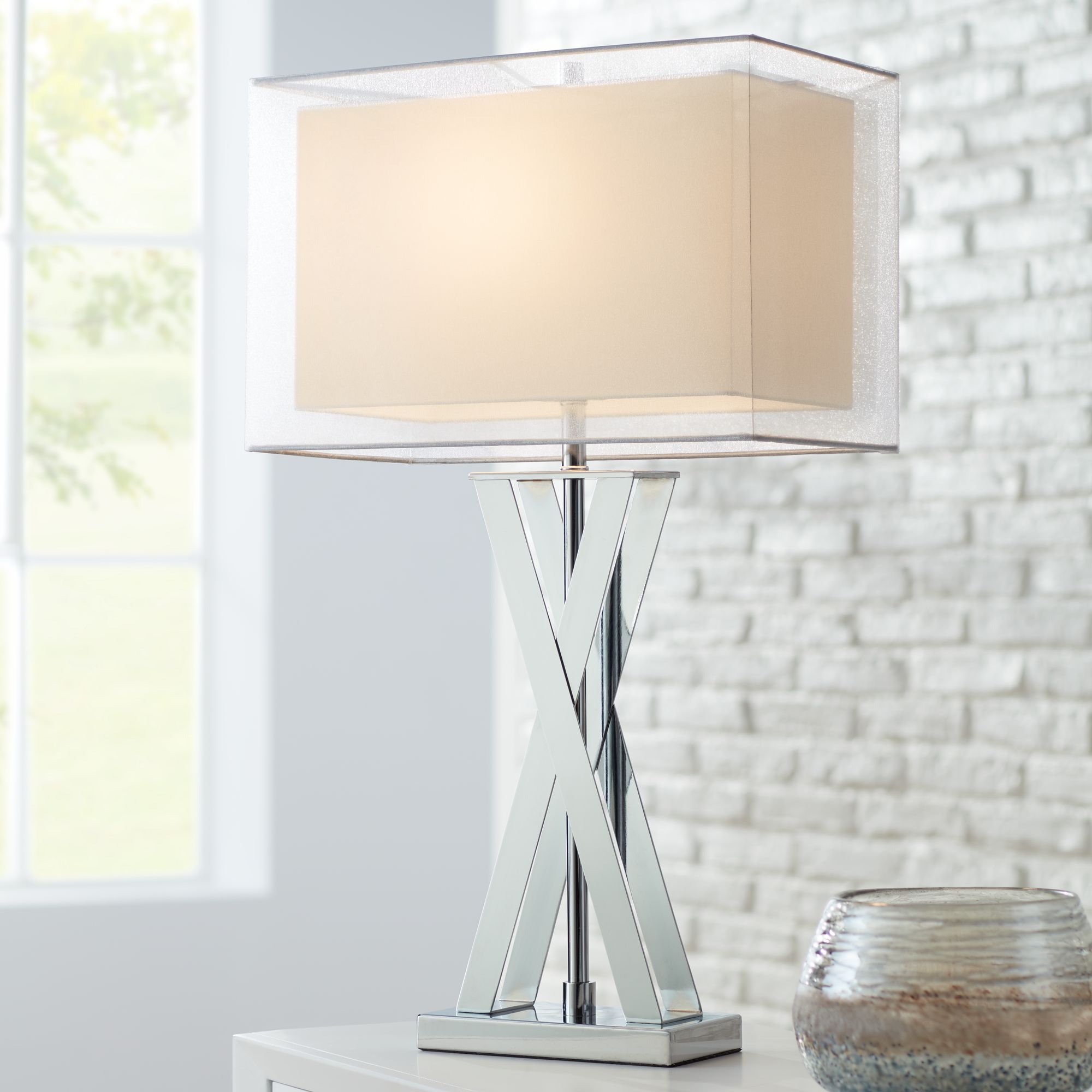 chrome table lamp shade