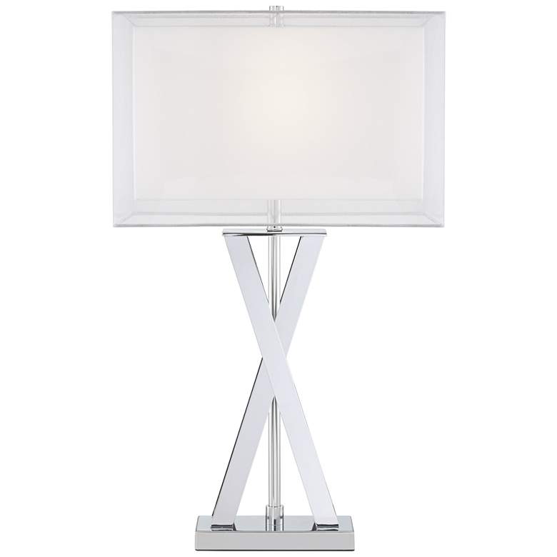 Image 6 Possini Euro Proxima Modern Double Shade Chrome Lamp with Acrylic Riser more views