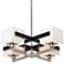 Possini Euro Quartet Grid Brushed Nickel Metal and Wood Modern Chandelier