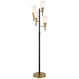 Image2 of Possini Euro Quatro 71" High 4-Light Black Gold Modern Floor Lamp