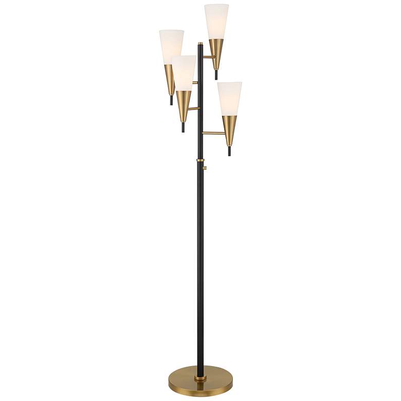 Image 2 Possini Euro Quatro 71 inch High 4-Light Black Gold Modern Floor Lamp