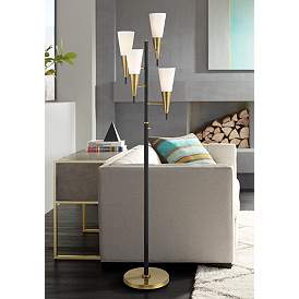 Image1 of Possini Euro Quatro 71" High 4-Light Black Gold Modern Floor Lamp